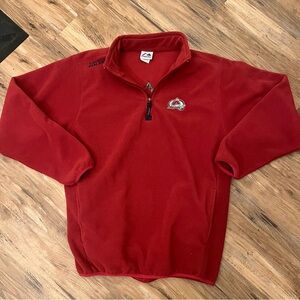 Mens vintage majestic NHL Colorado Avalanche fleece half zip pullover sz M red